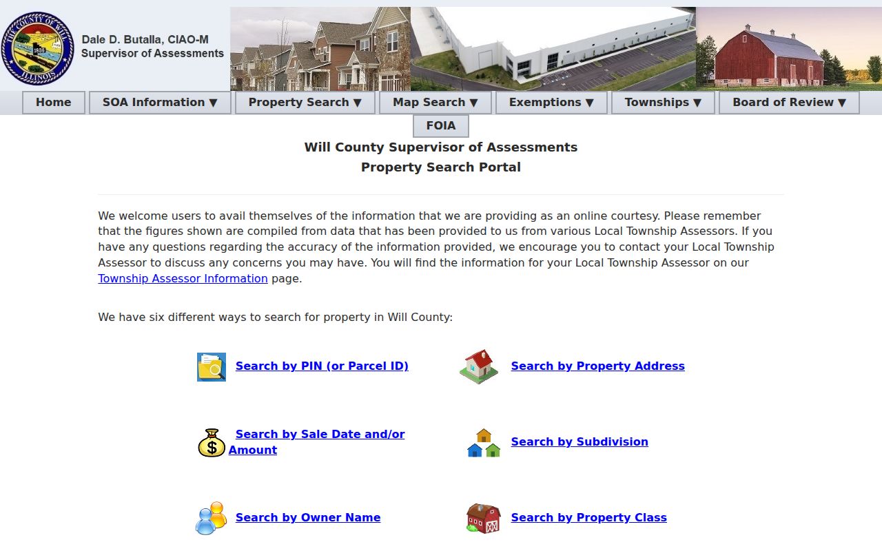 Will County property search menu